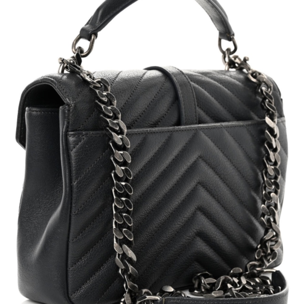 YSL Sheepskin Matelasse Chevron Monogram Medium College Bag - Picture 2 of 12